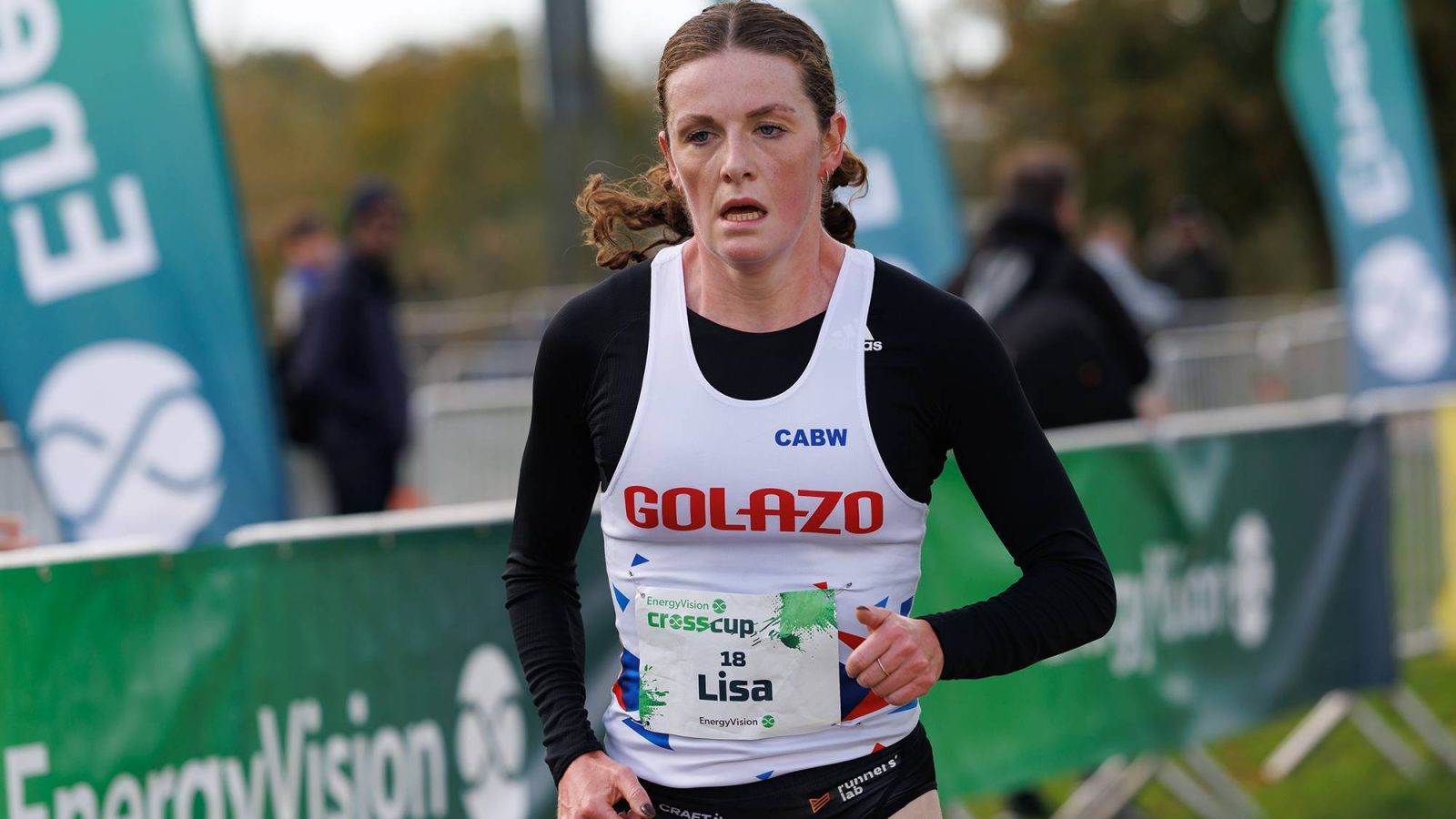 Belgian Lisa Rooms pictured in action during the women's race at the CrossCup cross country running athletics event in Roeselare, the second stage of the CrossCup competition, Sunday 26 October 2025. BELGA PHOTO KURT DESPLENTER